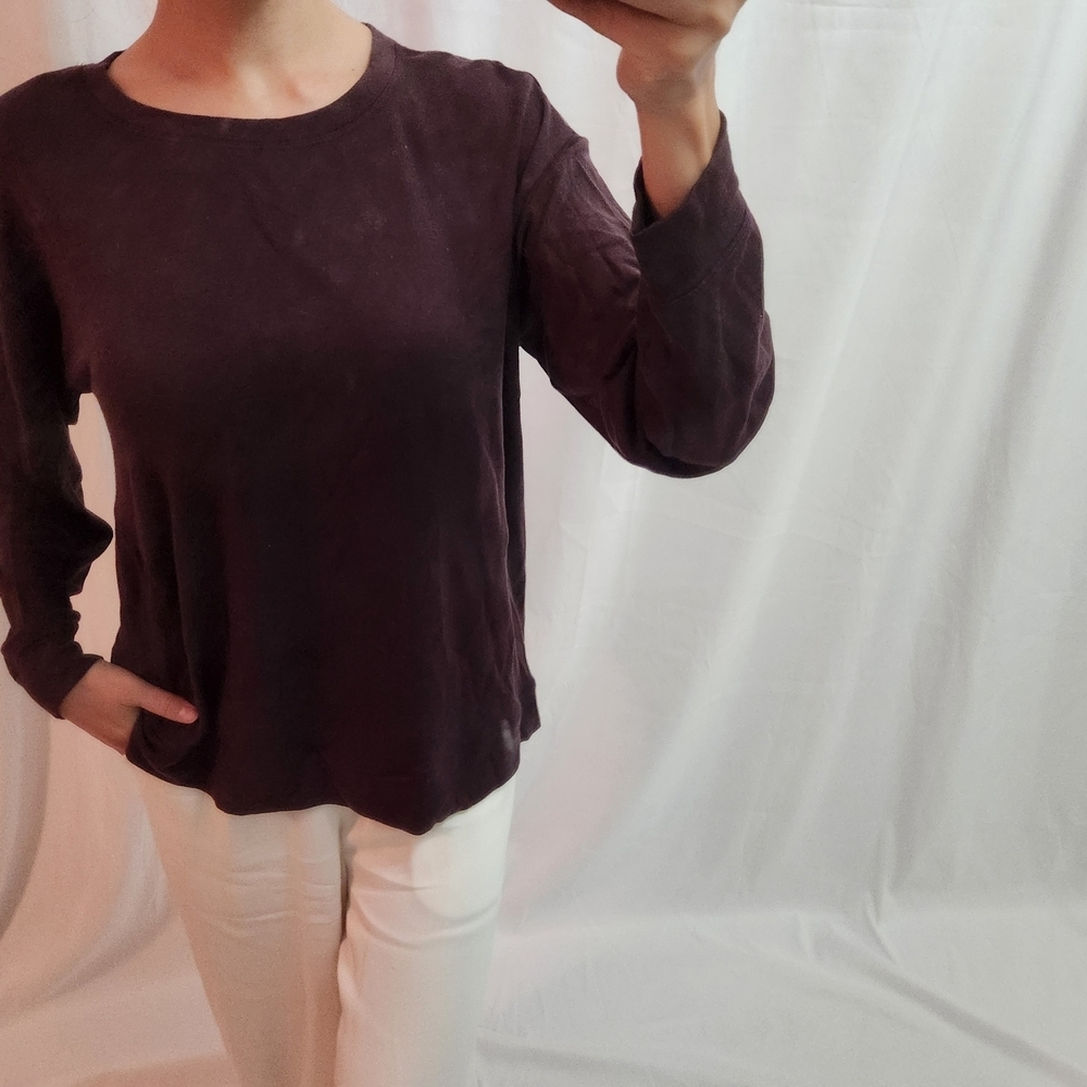 Eileen Fisher Deep Purple Long Sleeve Top - Picture 2 of 10